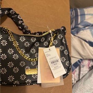 Jessica Simpson Black and White Floral Mini Bag